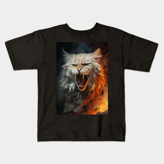 Cat Roar Kids T-Shirt by Durro